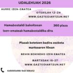 UDALEKUAK 2026 AURRETIKO IZEN-EMATEA